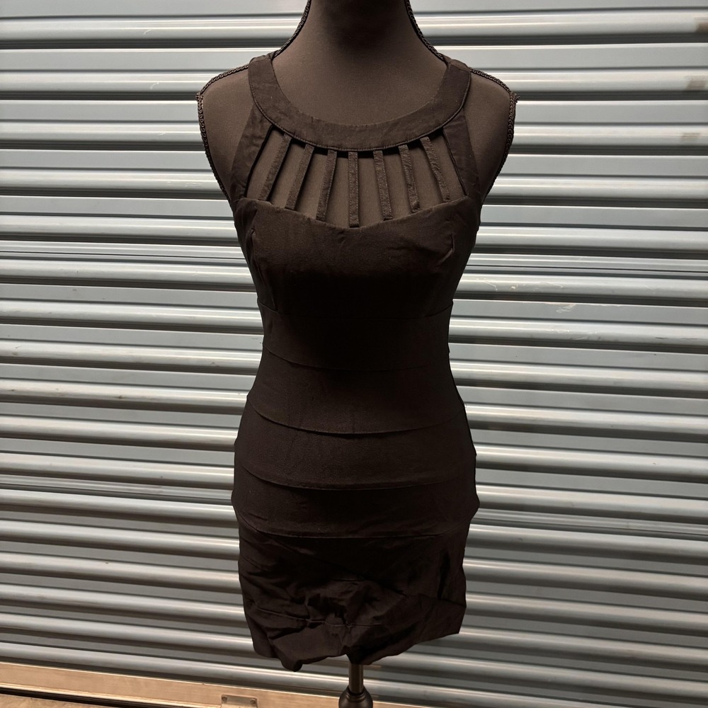 Wet Seal Dress Womens XS Black Bodycon Mini Cutout Sleeveless Party VTG Y2K